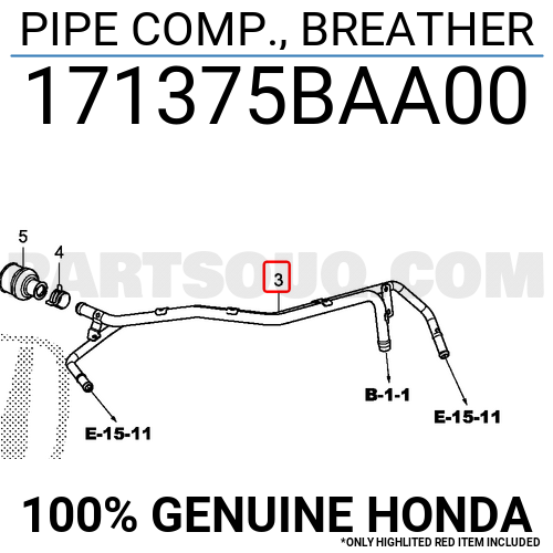 PIPE COMP BREATHER 171375BAA00 Honda Parts PartSouq