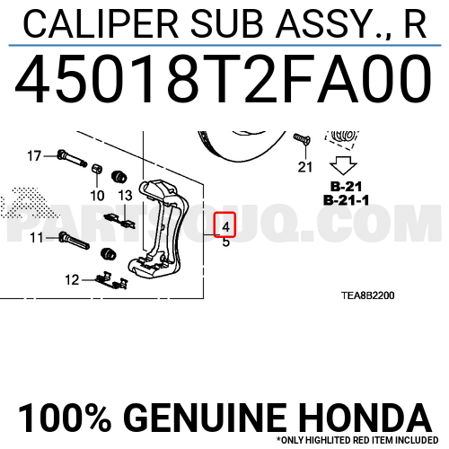 Caliper Sub Assy R T Fa Honda Parts Partsouq