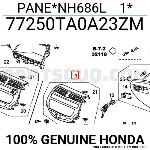 PANE NH686L 1 77250TA0A23ZM Honda Parts PartSouq