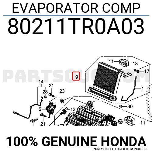 EVAPORATOR COMP 80211TR0A03 Honda Parts PartSouq