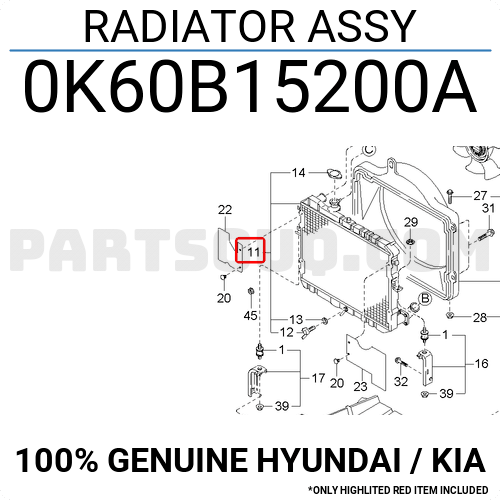 RADIATOR ASSY 0K60B15200A Hyundai KIA Parts PartSouq