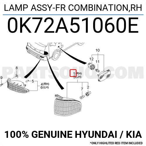 Lamp Assy Fr Combination Rh K A E Hyundai Kia Parts Partsouq