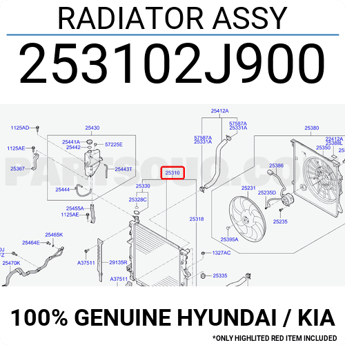 RADIATOR ASSY 253102J900 Hyundai KIA Parts PartSouq