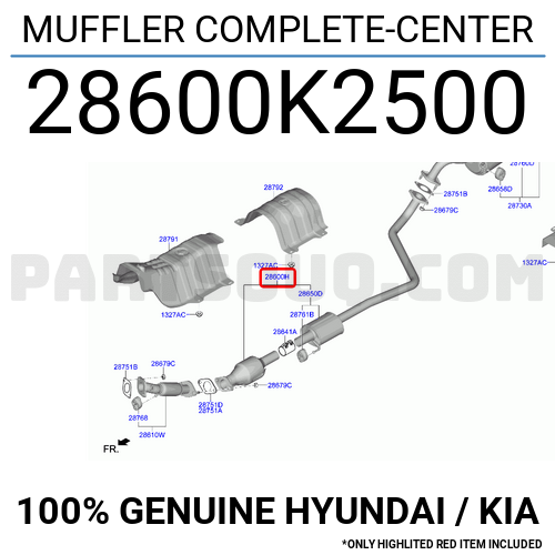 Muffler Complete Center K Hyundai Kia Parts Partsouq