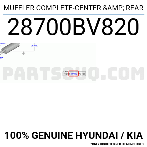 Muffler Complete Center Rear Bv Hyundai Kia Parts Partsouq