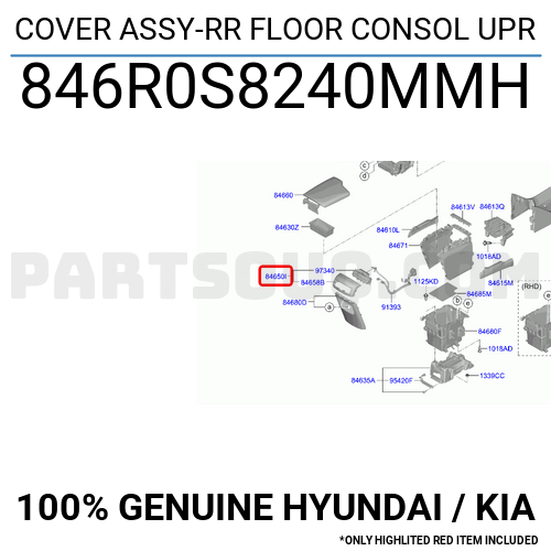 Cover Assy Rr Floor Consol Upr R S Mmh Hyundai Kia Parts