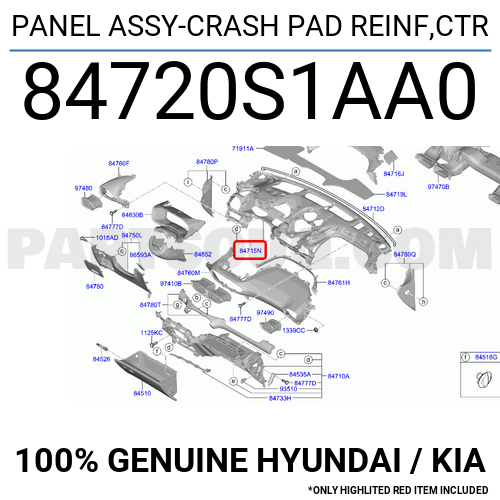 PANEL ASSY CRASH PAD REINF CTR 84720S1AA0 Hyundai KIA Parts PartSouq