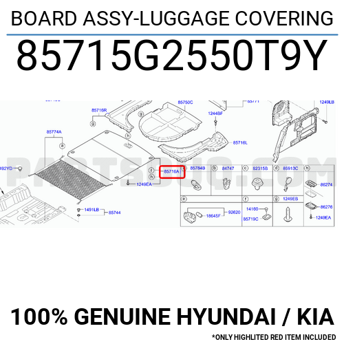 BOARD ASSY LUGGAGE COVERING 85715G2550T9Y Hyundai KIA Parts PartSouq