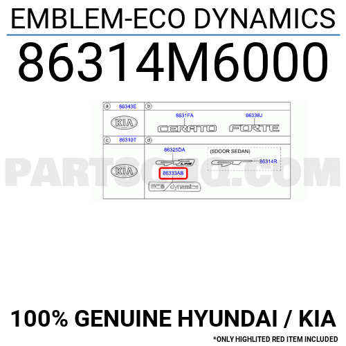 EMBLEM ECO DYNAMICS 86314M6000 Hyundai KIA Parts PartSouq