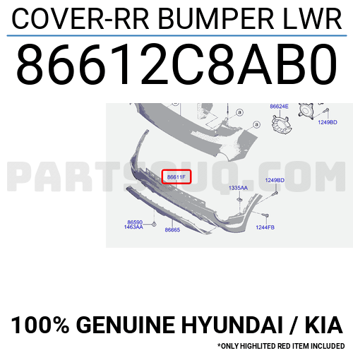 COVER RR BUMPER LWR 86612C8AB0 Hyundai KIA Parts PartSouq