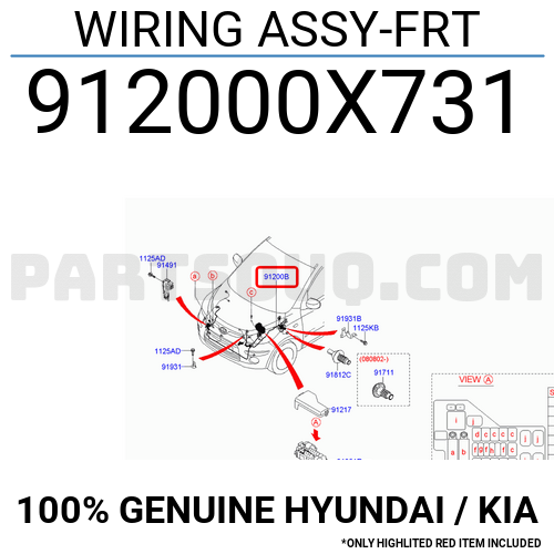 WIRING ASSY FRT 912000X731 Hyundai KIA Parts PartSouq