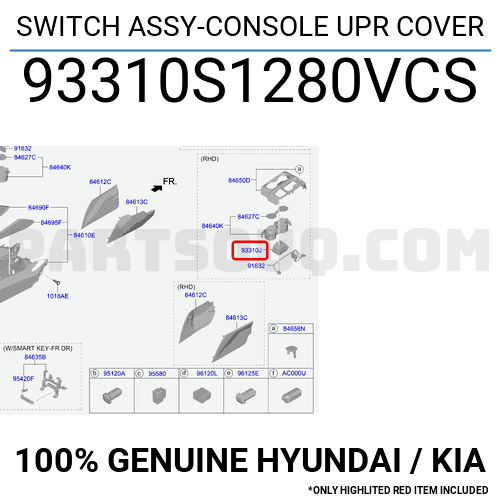 Switch Assy Console Upr Cover S Vcs Hyundai Kia Parts