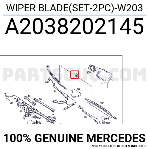 Wiper Blade Set Pc W A Mercedes Parts Partsouq