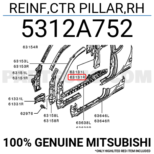 REINF CTR PILLAR RH 5312A752 Mitsubishi Parts PartSouq