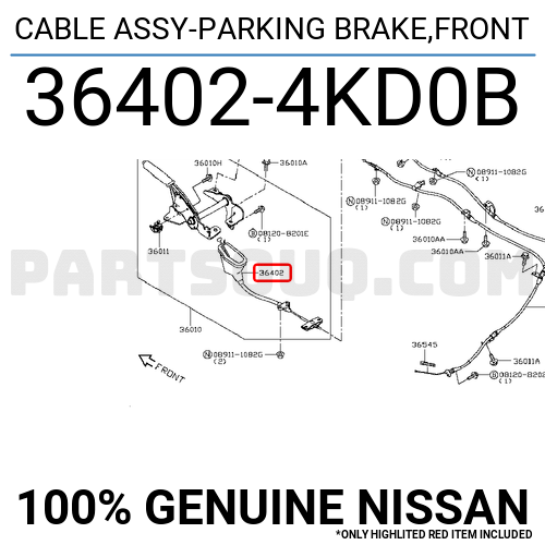 Cable Assy Parking Brake Front Kd B Nissan Parts Partsouq