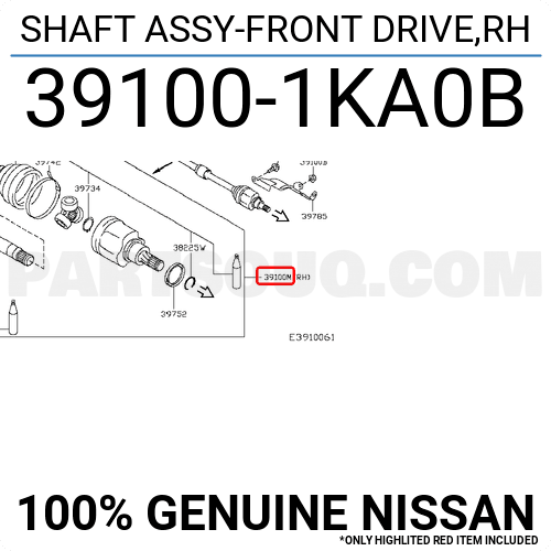 Shaft Assy Front Drive Rh Ka B Nissan Parts Partsouq