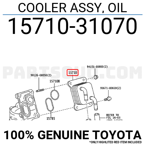 COOLER ASSY OIL 1571031070 Toyota Parts PartSouq