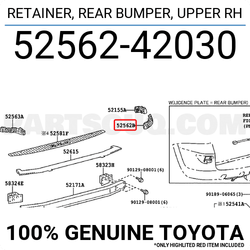 RETAINER REAR BUMPER UPPER RH 5256242030 Toyota Parts PartSouq