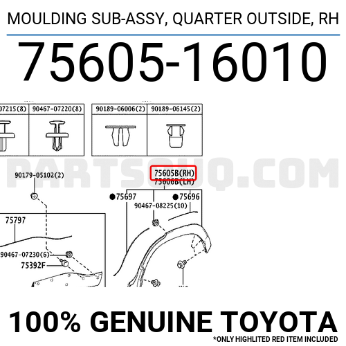 Moulding Sub Assy Quarter Outside Rh Toyota Parts Partsouq