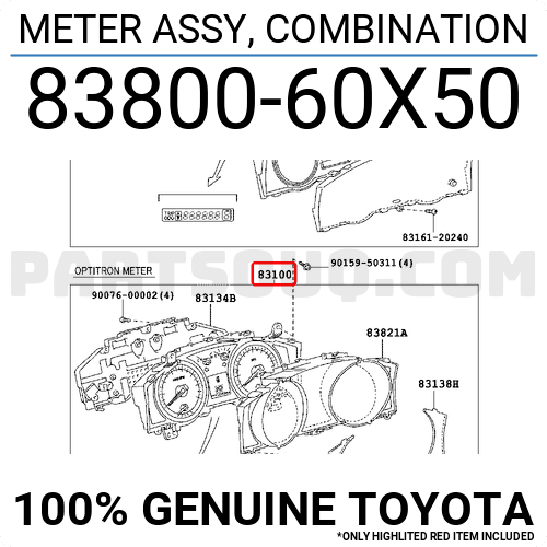 Meter Assy Combination X Toyota Parts Partsouq