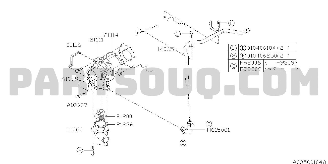 ENGINE MAIN Subaru IMPREZA Europe General 01 1993 Parts Catalogs