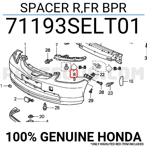 selt01 Honda Spacer R Fr Bpr Price 6 92 Weight 0 06kg Partsouq Auto Parts Around The World