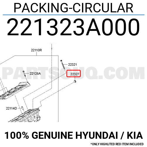 221323A000 Hyundai / KIA PACKING-CIRCULAR, Price: 3.88$, Weight: 0