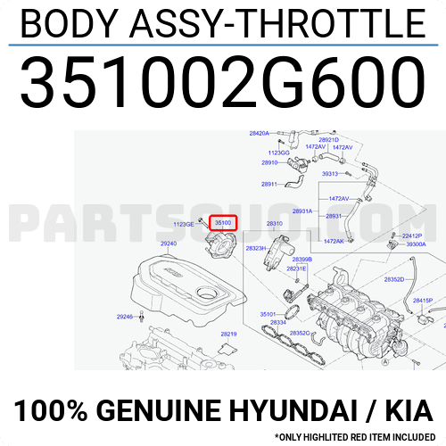 Genuine Throttle Body 351002G600 for Hyundai Grandeur HG 2015-2016
