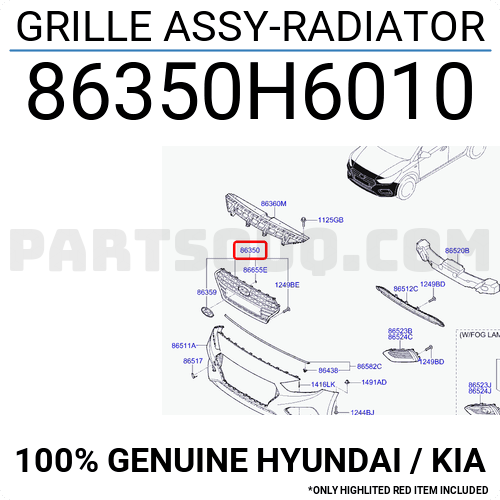 GRILLE ASSY-RADIATOR 86350H6010 | Hyundai / KIA Parts | PartSouq