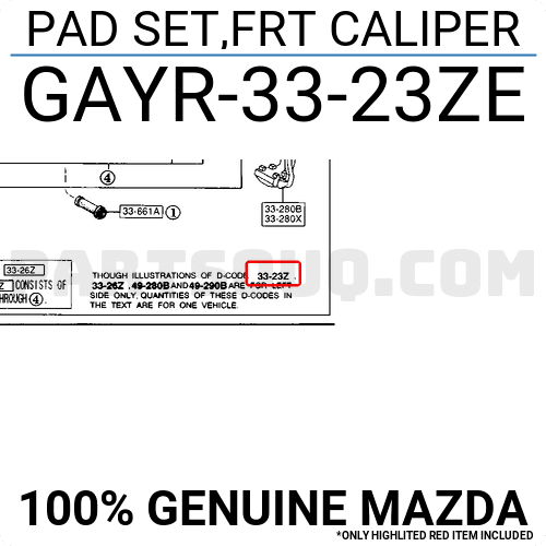 Front G5Y6-33-28ZD Disc Brake 0501-GFF Genuine Febest Pad Kit