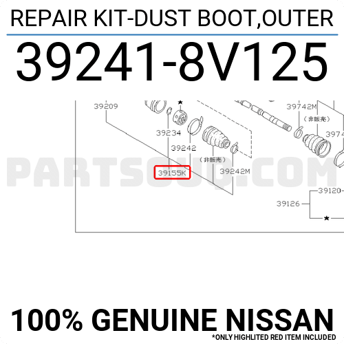 Genuine Hyundai 49509-38J00 Axle Wheel Side Boot Kit