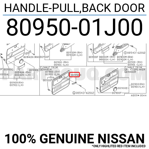 Details about   8095001J01 Genuine Nissan HANDLE-PULL,BACK DOOR 80950-01J01