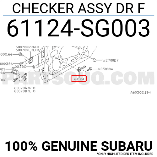 sg003 Subaru Checker Assy Dr F Price 23 31 Weight 1kg Partsouq Auto Parts Around The World