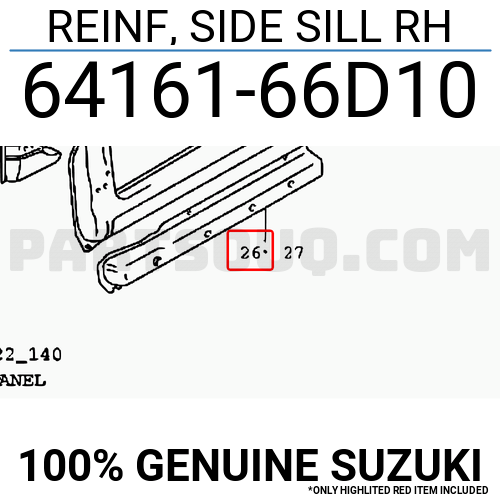 REINF, SIDE SILL RH 6416166D10 Suzuki Parts PartSouq