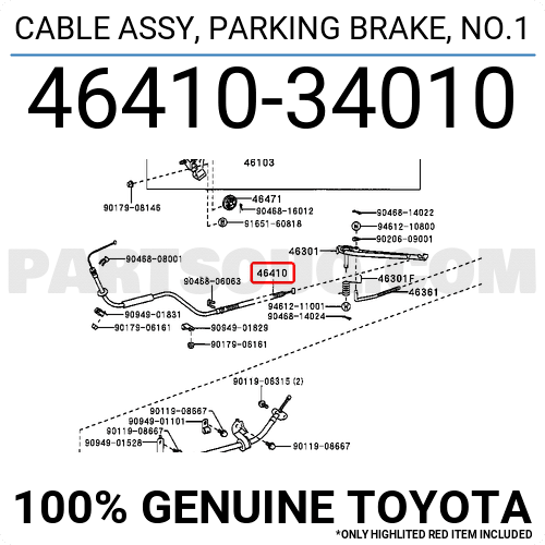 Toyota 46410-34010 Parking Brake Cable 