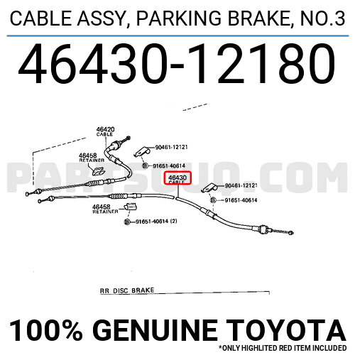 Toyota 46430-12180 Parking Brake Cable