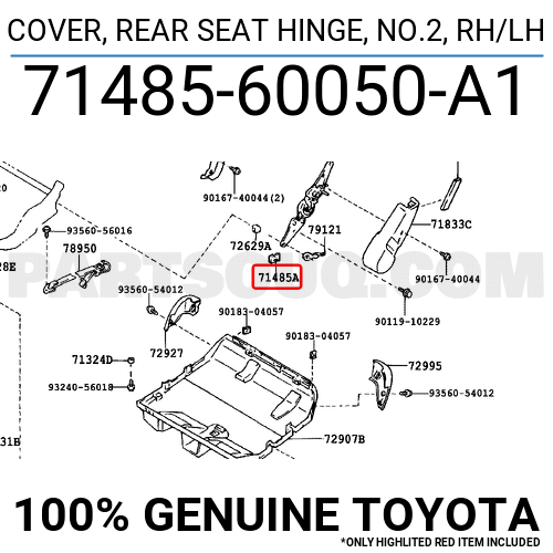 TOYOTA 71485-60050-B1 Seat Hinge Cover 