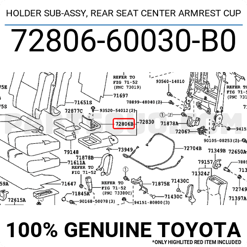 Toyota 72806-60030-C0 Armrest Cup Holder 