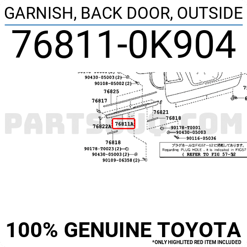 Garnish Back Door Outside 768110k904 Toyota Parts Partsouq