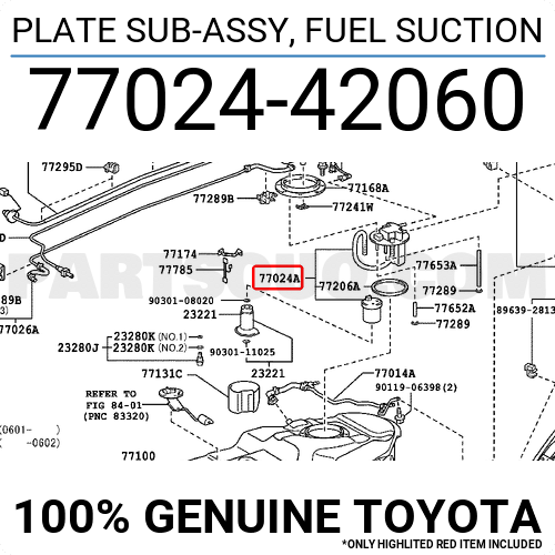 7702442061 Genuine Toyota PLATE SUB-ASSY FUEL SUCTION 77024-42061