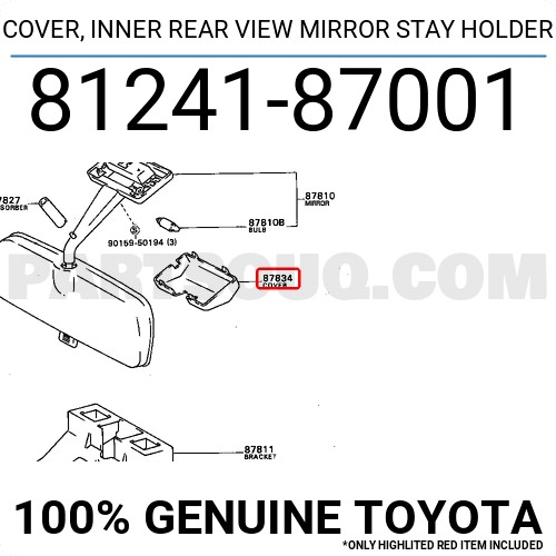 Genuine Toyota 81241-87001 Rear View Mirror Stay Holder Cover