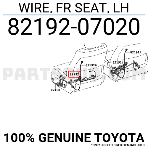 TOYOTA 82192-07020 Seat Wire 