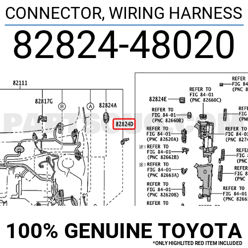 8282448020 Toyota CONNECTOR, WIRING HARNESS, Price: 16.08$, Weight: 0