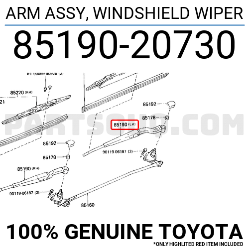 Toyota 85190-20730 Windshield Wiper Arm