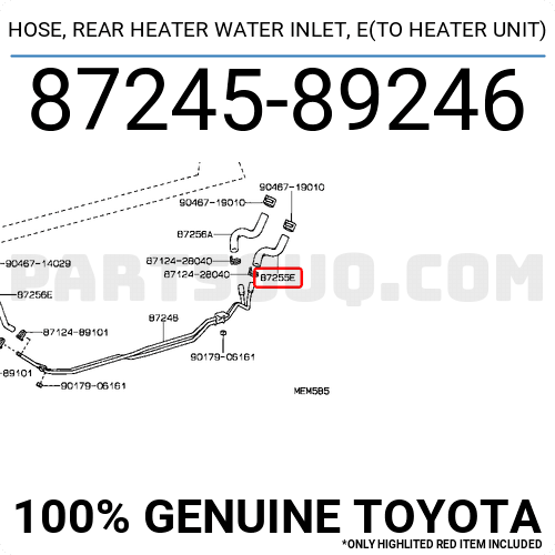 TOYOTA 87245-89246 Heater Water Inlet Hose