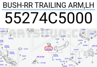 55274C5000 for select HYUNDAI KIA models Genuine OEM 55274-C5000 BUSH-RR TRAILING ARM,LH