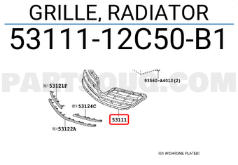 Genuine Toyota 53111-12C50-B1 Radiator Grille