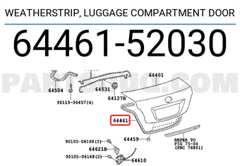 TOYOTA Genuine 64461-52030 Door Weatherstrip