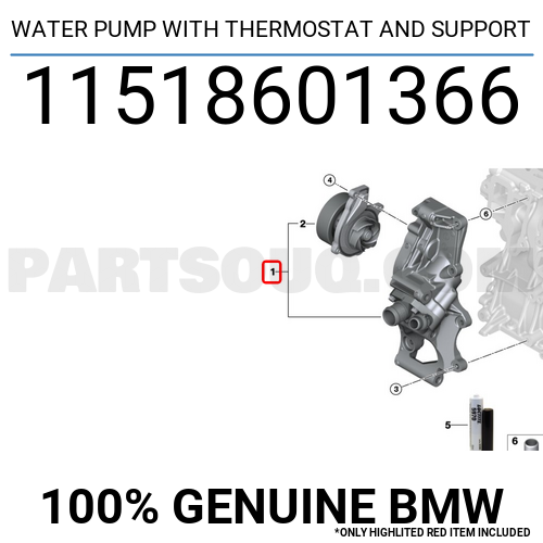 WATER PUMP WITH THERMOSTAT AND SUPPORT 11518601366 | BMW