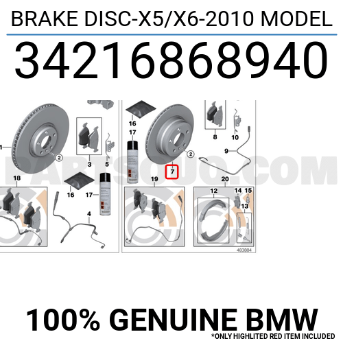 BRAKE DISC-X5/X6-2010 MODEL 34216868940 | BMW Parts | PartSouq